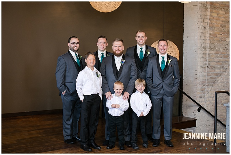groom, groomsmen, ring bearers, Five Event Center, Festivities, Classic Catering, Instant Request DJ Entertainment, The Wedding Shoppe, indoor wedding, fall wedding, Minneapolis wedding, Minneapolis wedding venues, Jeannine Marie Photography, Minneapolis wedding photographer, Saint Paul wedding photographer