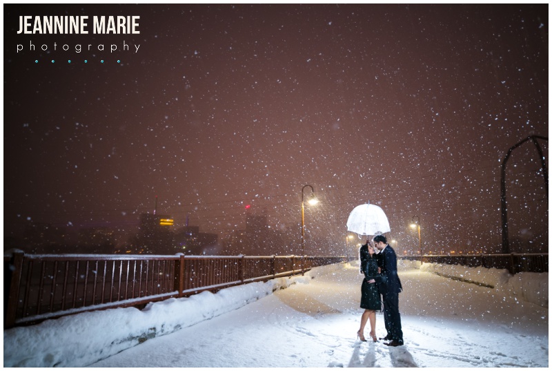 Izzy's Ice Cream, The Guthrie, Stone Arch Bridge, winter engagement, winter engagement session, engaged, engagement portraits, engagement photos, snowy portraits, engagement ring, Minneapolis engagement locations, Minneapolis engagement session locations, Jeannine Marie Photography, Minneapolis engagement photographer, Minnesota engagement photographer, Saint Paul engagement photographer