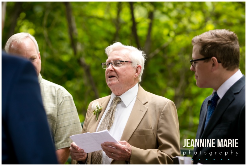 wedding ceremony, reading, father of the bride, Minnehaha Falls, Minnehaha Park, intimate wedding, small wedding, park wedding, Minneapolis wedding photographer, Jeannine Marie Photography, outdoor wedding, Minneapolis wedding