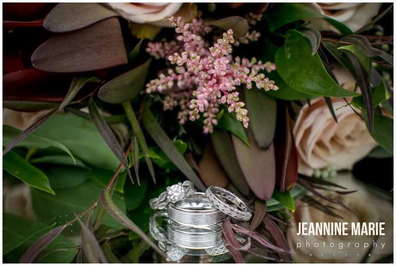 flowers, floral, rings, ring shot, wedding rings, Hope Glen Farm, Sweet Peas Floral, Apples 2 Apples Catering, Instant Request DJ, farm wedding, outdoor wedding, barn wedding, Jeannine Marie Photography, Minnesota wedding photographer, Saint Paul wedding photographer