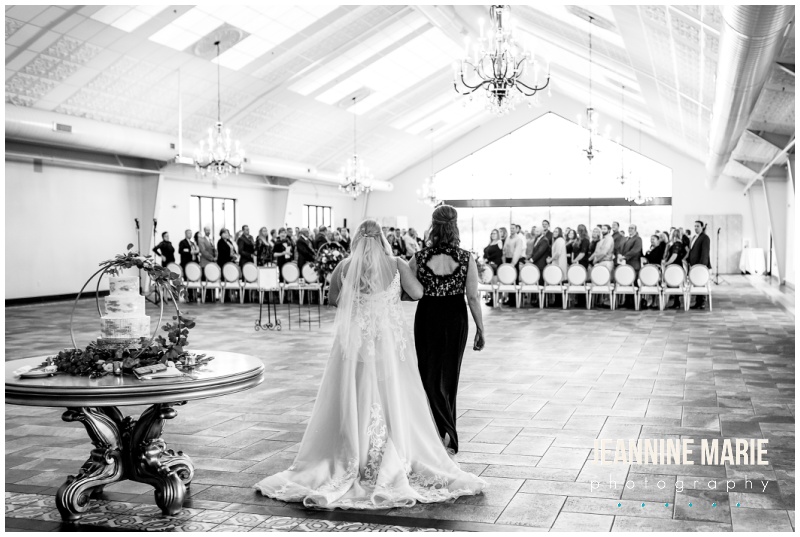 bride, mother of the bride, indoor ceremony, wedding ceremony, chandelier, chairs, aisle, lanterns, floral decor, Bavaria Downs, Chaska wedding venues, Chaska wedding, greenery wedding floral, white wedding floral, white and greenery, indoor wedding, Jessica Sommerhauser floral, D'amico Catering, Bellagala, Ivory Aisle Design, Angela's Atelier, Jona Loch Beauty, Bridal Accents Couture, fairytale wedding, cottage wedding, mansion wedding, charming wedding venues, Jeannine Marie Photography, Minnesota wedding photographer, Minneapolis wedding photographer, Chaska wedding photographer, Bavaria Downs wedding photographer, Saint Paul wedding photographer