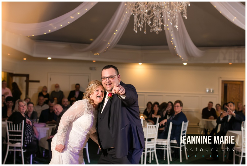 bride, groom, first dance, dance floor, chandeliers, St. Paul College Club, Valentine's Day wedding, red roses, red roses wedding, Johnson Jewelers, Dorothy Ann Bakery, Rocket man Entertainment, Jeannine Marie Photography, Minnesota wedding photographer, Saint Paul wedding photographer