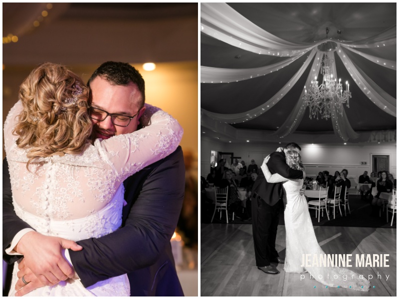 first dance, bride, groom, St. Paul College Club, Valentine's Day wedding, red roses, red roses wedding, Johnson Jewelers, Dorothy Ann Bakery, Rocket man Entertainment, Jeannine Marie Photography, Minnesota wedding photographer, Saint Paul wedding photographer
