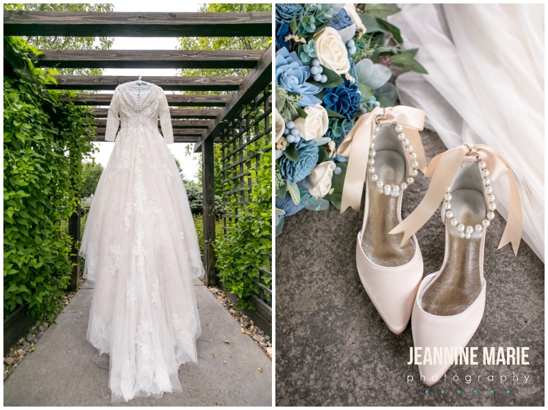 wedding gown, wedding dress, bridal shoes, bridal accessories, veil, Mystical Rose gardens, fairytale wedding, outdoor wedding, outdoor Wisconsin wedding venue, Cinderella wedding, blue wedding, greenery, Cinderella carriage, lace ballgown, Jeannine Marie Photography, Wisconsin wedding photographer, covid wedding, pandemic wedding, romantic wedding, Dorothy Ann Bakery, Men's Wearhouse, Bella Bridal boutique, Creative Catering by Molly, Anna May Flowers, Men's Wearhouse, JJ's House, Zazzle, James Allen, Wisconsin Bride, wedding inspiration, wedding planning