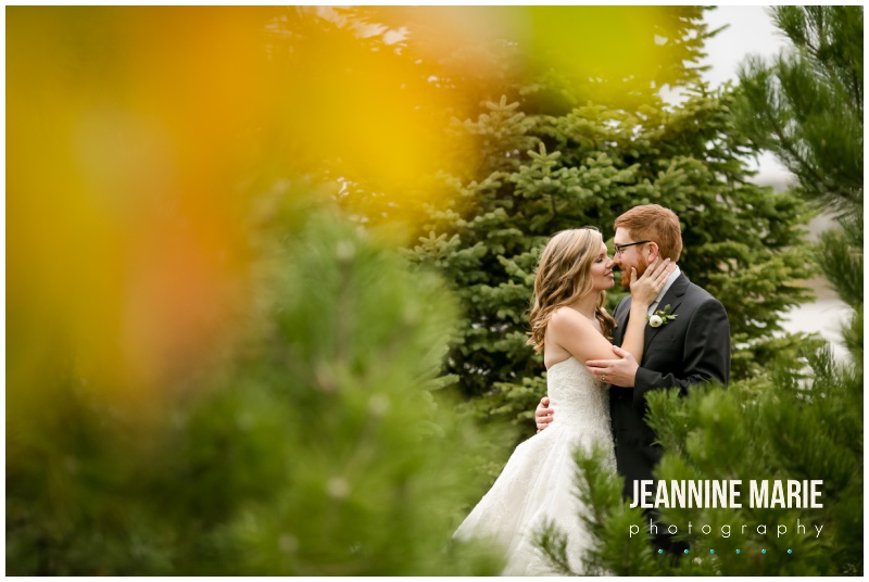 greenery, fall leaves, bride, groom, foreheads touching, Revive Church, fall wedding, Minnesota fall wedding, church wedding, Minnesota church wedding, Twin Cities church wedding, indoor wedding, fall colors, fall leaves, Minnesota fall, Jeannine Marie Photography, Minnesota wedding photographer, Twin Cities wedding photographer, Nothing Bundt Cakes, A Milestone Paper Co, David's Bridal, Abloom Events, Shane Co, LHN Beauty, Broadway Party & Tent Rental