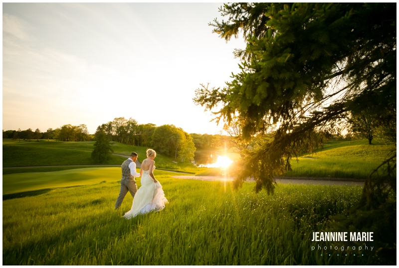 sunset portraits, field, bride, groom, walking, Blue and coral wedding, teal and coral wedding, aqua and coral wedding, summer wedding, Minnesota wedding venues, Minnesota wedding inspiration, outdoor wedding, outdoor ceremony, Royal Golf Club, Sweet Peas Floral, Buttercream Wedding Cakes, GenerationNOW Entertinament, Paper Source, Spa Beauty Agency, Wedding Shoppe Inc, Morilee Bridal, Bill Levkoff, Men’s Wearhouse, Jeannine Marie Photography, Minnesota wedding photographer, Saint Paul wedding photographer, Minnesota Bride, Twin Cities wedding photographer, Minnesota engagement photographer