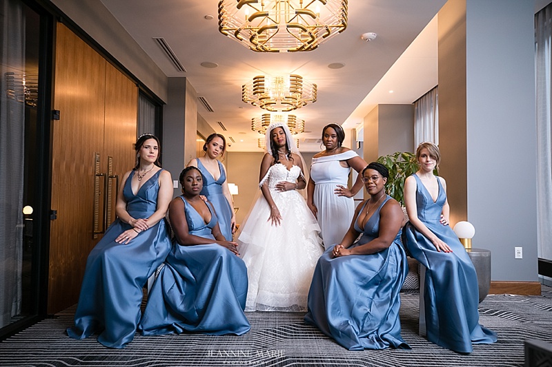 bridesmaids, twin cities, minneapolis, minnesota, wedding, hotel, beautiful, diverse, blue, white, mnbride