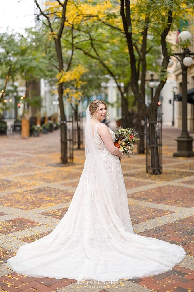 Bride, Outdoor, Bouquet, Flowers, Dress, Wedding Dress, St. Paul, Minnesota, Portrait, Photography