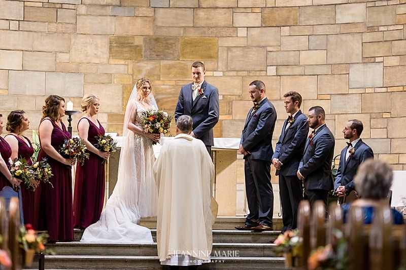 Our Lady of Victory Chapel, St. Catherines University, St. Paul, Minnesota, Wedding, Family, Friends, Groom, Bride, Suit, Dress, Isle, Holy, Church, Priest, Portrait, Photography