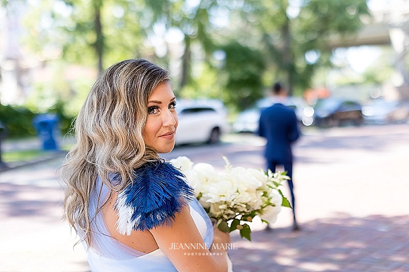 Aster Cafe, Bride, Groom, Groomsmen, Bridesmaids, Dress, Suit, Flowers, Bouquet, Bow Tie, Outdoor, Minneapolis, Dance, Party, Wedding, Family, Friends, Kiss, Embrace, Pose, Portrait, Photography, Minnesota, Whiskey, Love, Marriage, Vows, Rings, Couch, Bridge