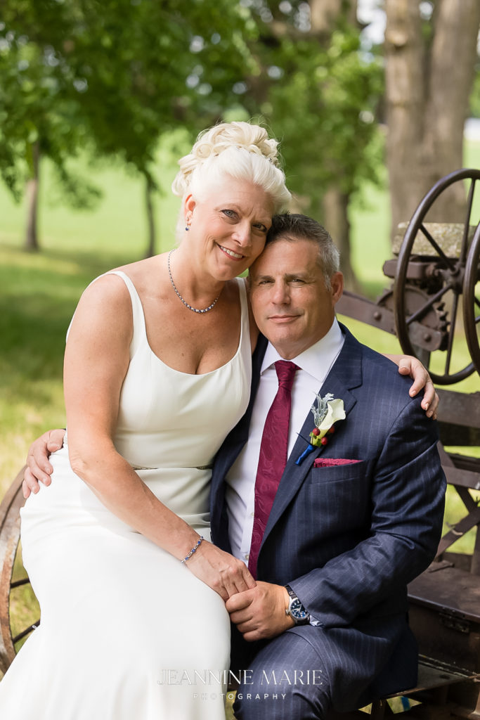 portrait of bride and groom at Minnesota tent wedding photographed by Minnesota photographer Jeannine Marie Photography
