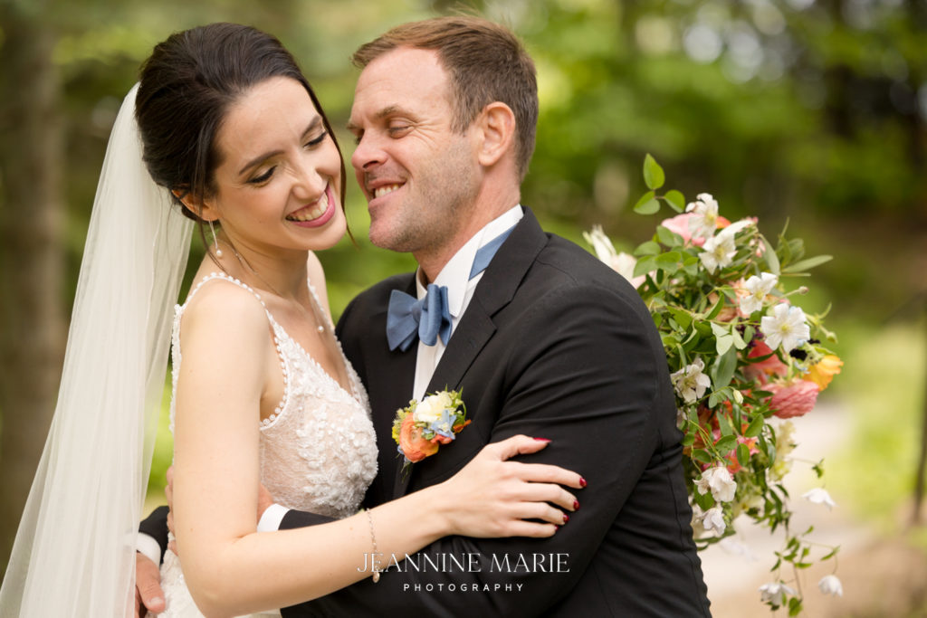 Portrait of bride and groom at duluth wedding photographed by Jeannine Marie Photography