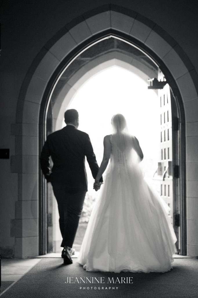 Black and white wedding portrait photographed by photographer Jeannine Marie Photography in Duluth