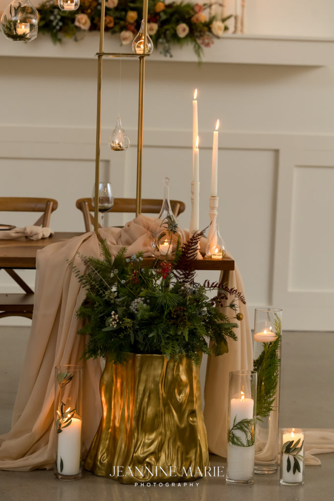 Portrait of wedding decoration at styled shoot photographed by Twin Cities photographer Jeannine Marie Photography
