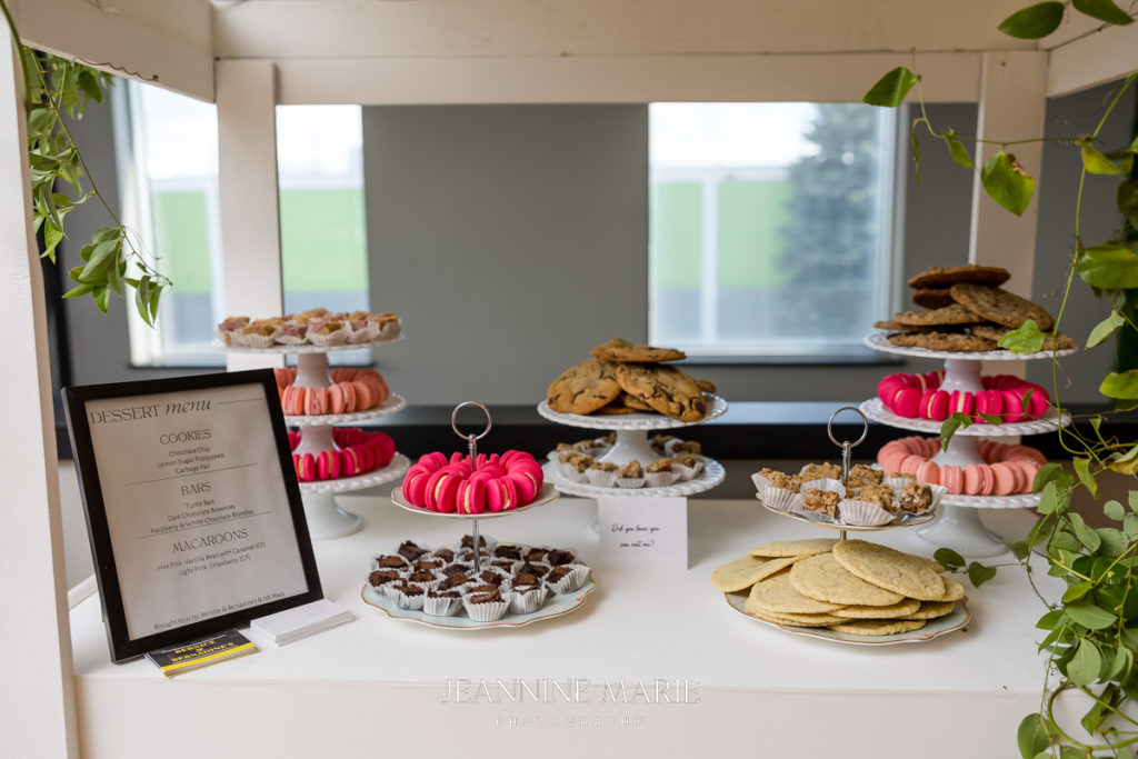 Photograph of dessert table at Linen Effects open house photographed by West Saint Paul photographer Jeannine Marie Photography