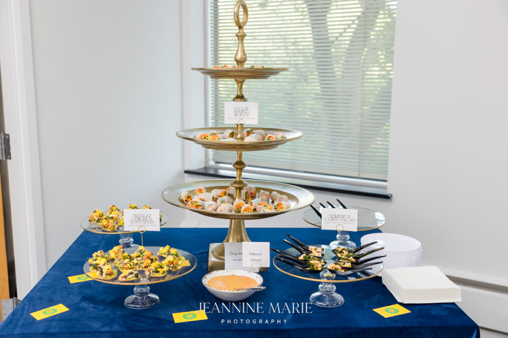 Portrait of food table at Linen Effects VIP Open House photographed by Twin Cities photographer Jeannine Marie Photography