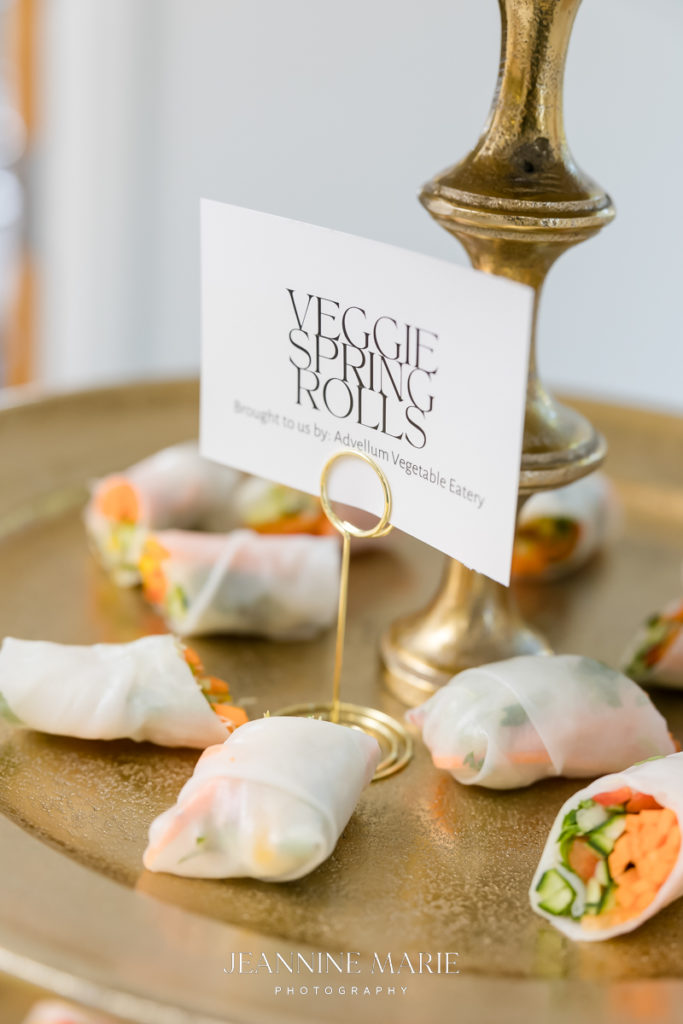 Portrait of veggie spring rolls photographed by Minneapolis photographer Jeannine Marie Photography