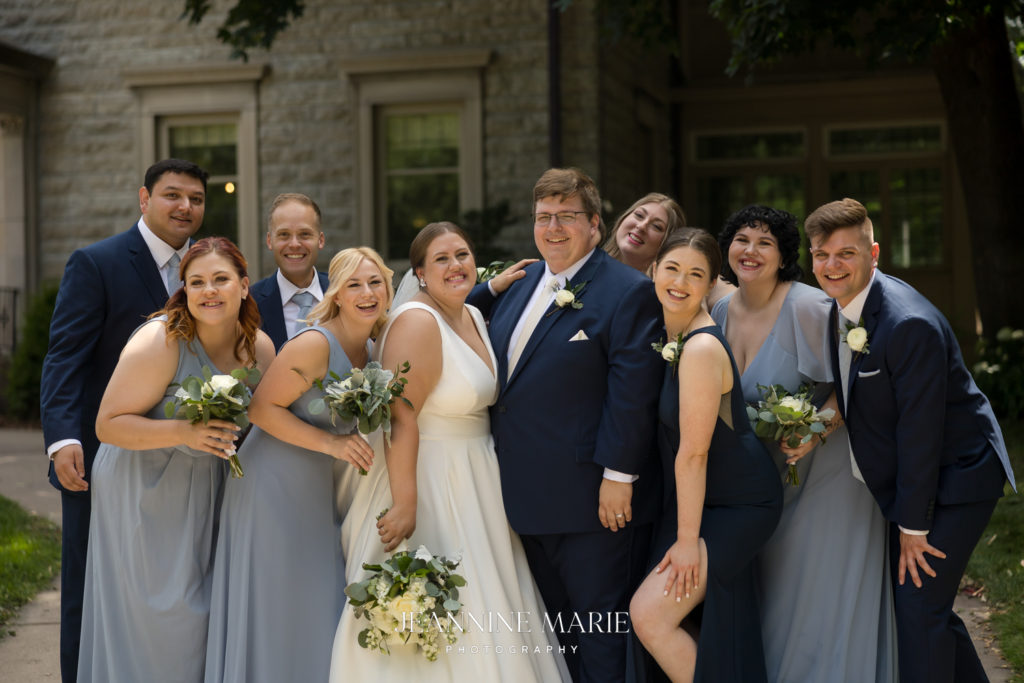 Dusty blue bridesmaids dresses photographed by Minnesota photographer Jeannine Marie Photography