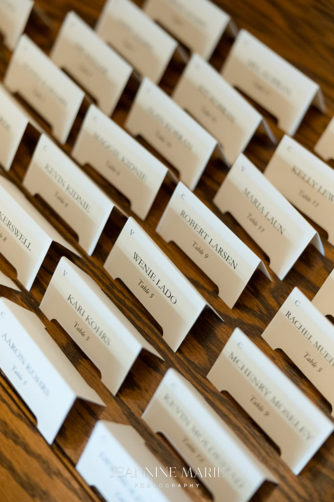 Wedding name tags ideas photographed by Minneapolis wedding photographer Jeannine Marie Photography